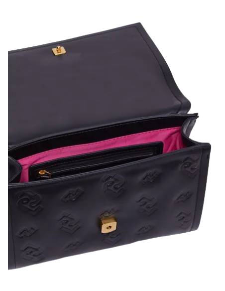 Borsa con pattina e tracolla in catena Liu Jo, nera