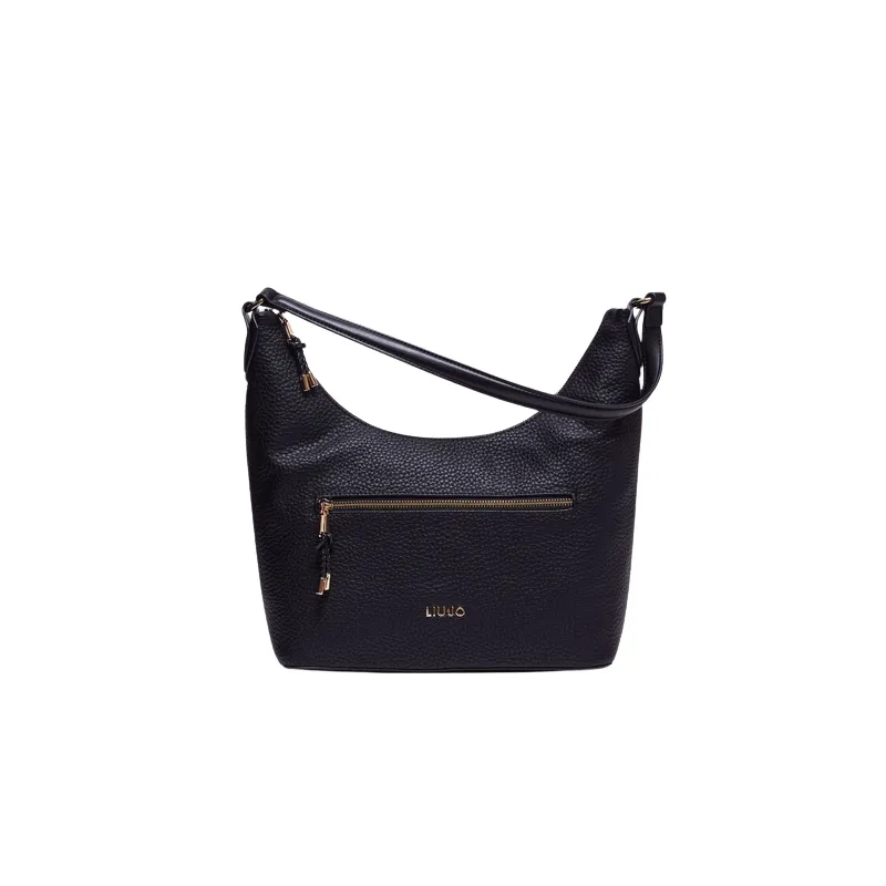 Borsa a spalla con zip frontale Liu Jo, nera