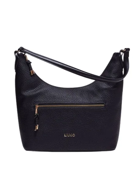 Borsa a spalla con zip frontale Liu Jo, nera