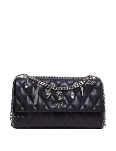 Liu Jo Quilted bag with chain strap and charms, black