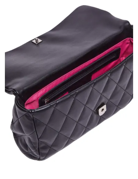 Borsa donna con pattina e accessorio in catena Liu Jo, nera