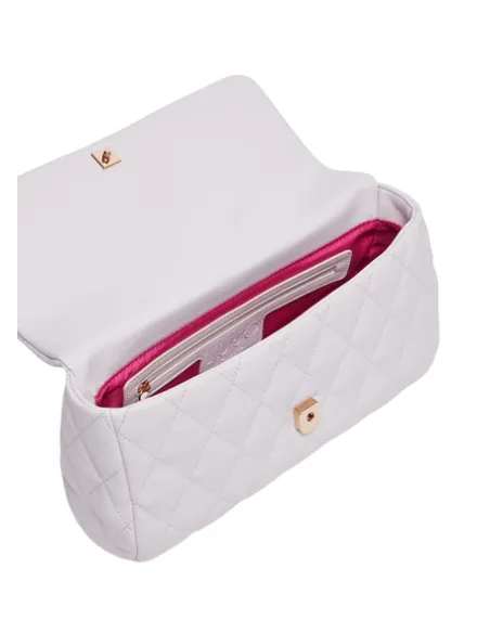Borsa donna con pattina e accessorio in catena Liu Jo, avorio