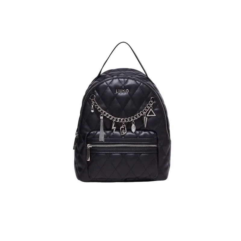 Liu Jo quilted women's backpack with chain accessory, black