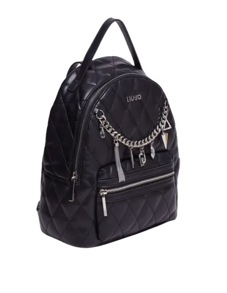 Liu Jo quilted women's backpack with chain accessory, black