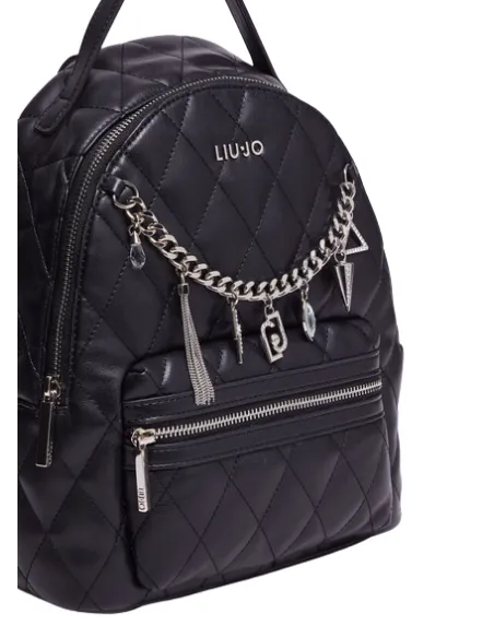 Gesteppter Damenrucksack mit Kettenaccessoire Liu Jo, schwarz