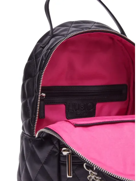 Liu Jo quilted women's backpack with chain accessory, black