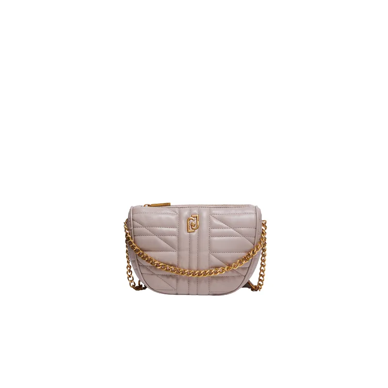 Quilted ladies' bag with adjustable shoulder strap, taupe