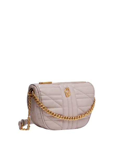 Borsa Liu Jo trapuntata con manico e tracolla in catena, taupe