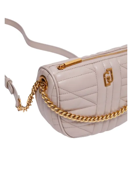 Quilted ladies' bag with adjustable shoulder strap, taupe