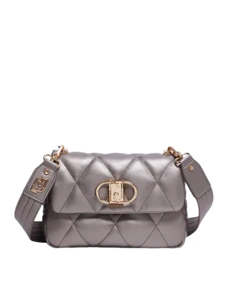 Borsa donna trapuntata con pattina Liu Jo, frozen mtallizzato