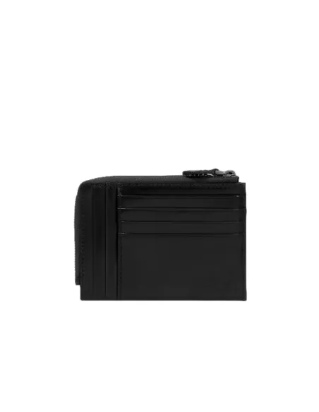 Bustina portamonete con zip e fessure per carte The Bridge Damiano, nero