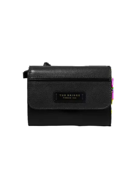 The Bridge Domitilla women's leather wallet with external coin pocket, black