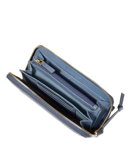 The Bridge Domitilla Damenbrieftasche aus Leder mit Reißverschluss, hellblau