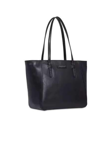 The Bridge Diana leather shopping bag with zip closure, black