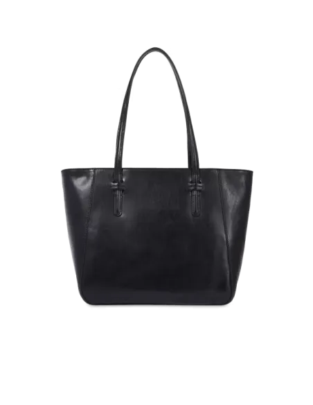 The Bridge Diana leather shopping bag with zip closure, black