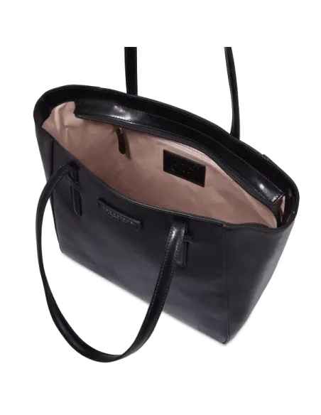 The Bridge Diana leather shopping bag with zip closure, black