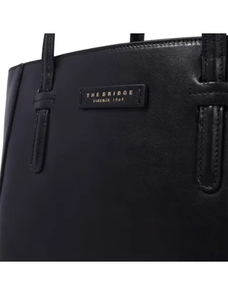 The Bridge Diana leather shopping bag with zip closure, black