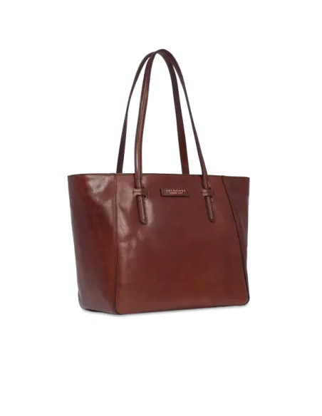 Leder-Einkaufstasche mit Reißverschluss The Bridge Diana, braun