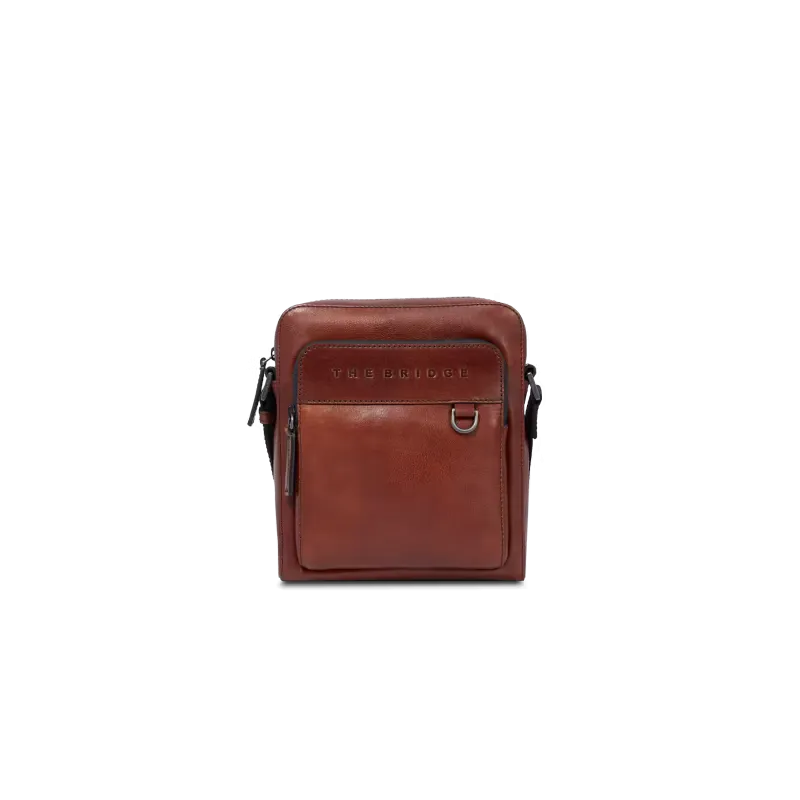 Borsello piccolo in pelle The Bridge Damiano, marrone