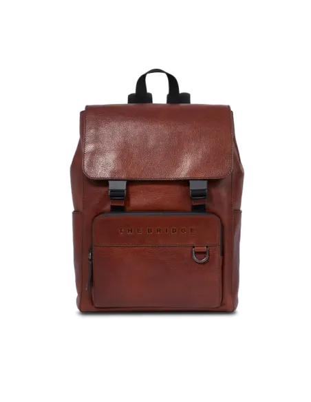 The Bridge Damiano laptop backpack with flap closure, brown