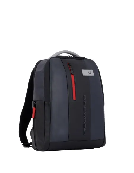 Piquadro Urban 14" Leather Computer Backpack, grey-black