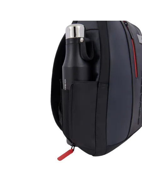 Piquadro Urban 14" Leather Computer Backpack, grey-black