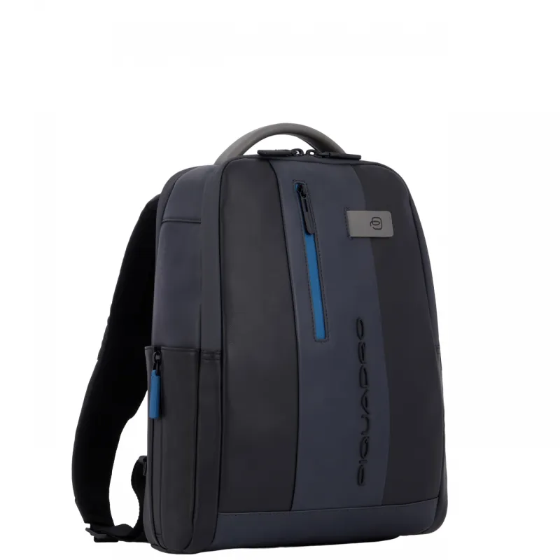Zaino in pelle porta pc da 14 Piquadro Urban nero-grigio 2