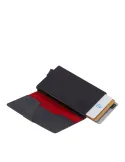 Piquadro Urban Metal and leather credit card holder with easy slide-out, grey-black