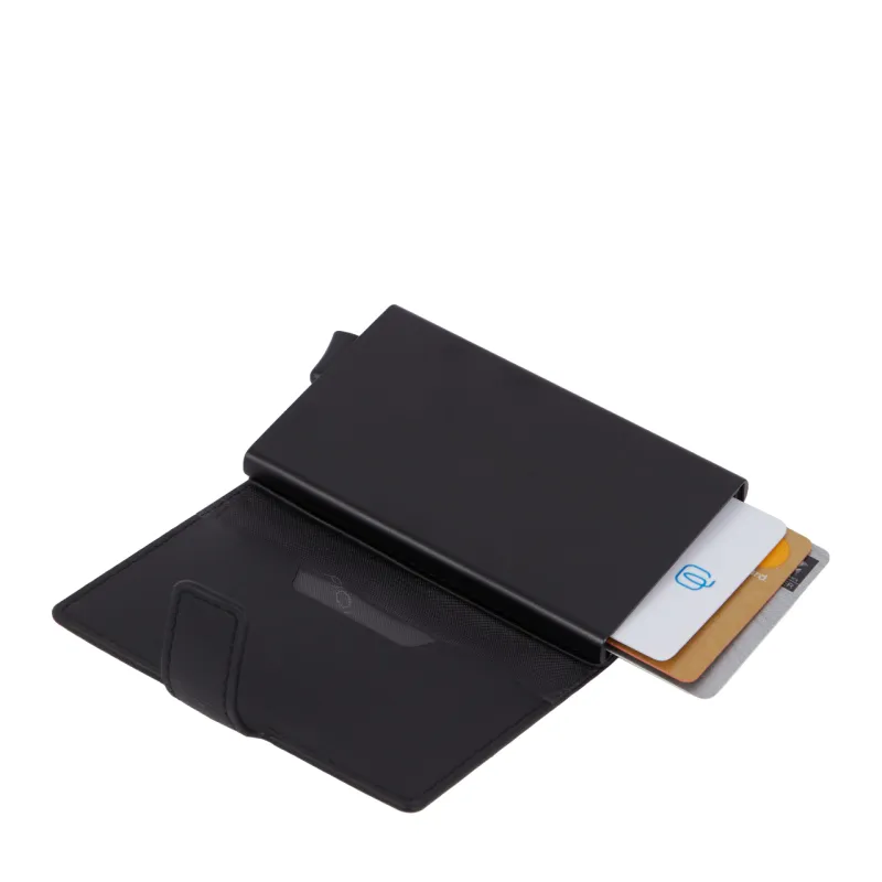 Piquadro Urban Metal and leather credit card holder with...