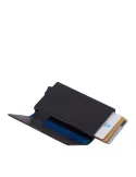 Piquadro Urban Metal and leather credit card holder with easy slide-out, black-grey