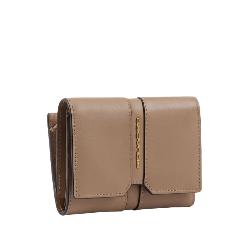 Portafogli donna piccolo con pattina Piquadro Ray, beige 2