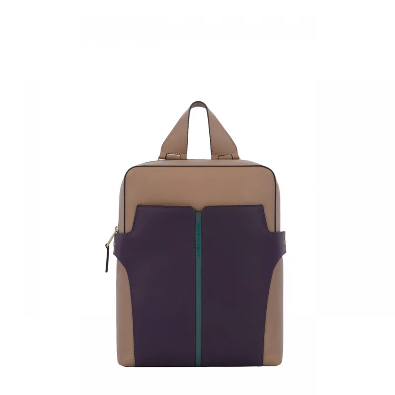 Piquadro Ray Leder Damen IPad Rucksack, beige-violett