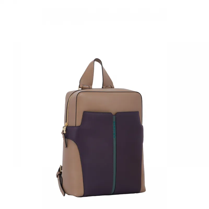 Piquadro Ray Leder Damen IPad Rucksack, beige-violett 2