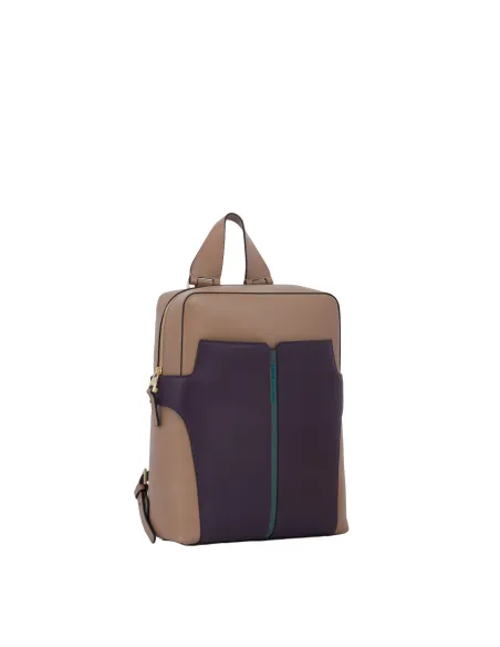 Zaino donna piccolo in pelle porta iPad Pro 12,9 PQ Ray, beige-viola