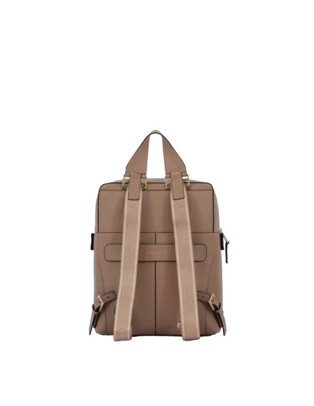 Piquadro Ray leather women's IPad backpack, beige-purple