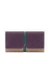 Piquadro Ray women's leather wallet with smartphone pocket, beige-purple