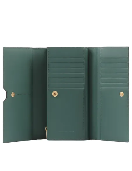 Portafogli donna con tasca per smartphone Piquadro Ray, verde-beige