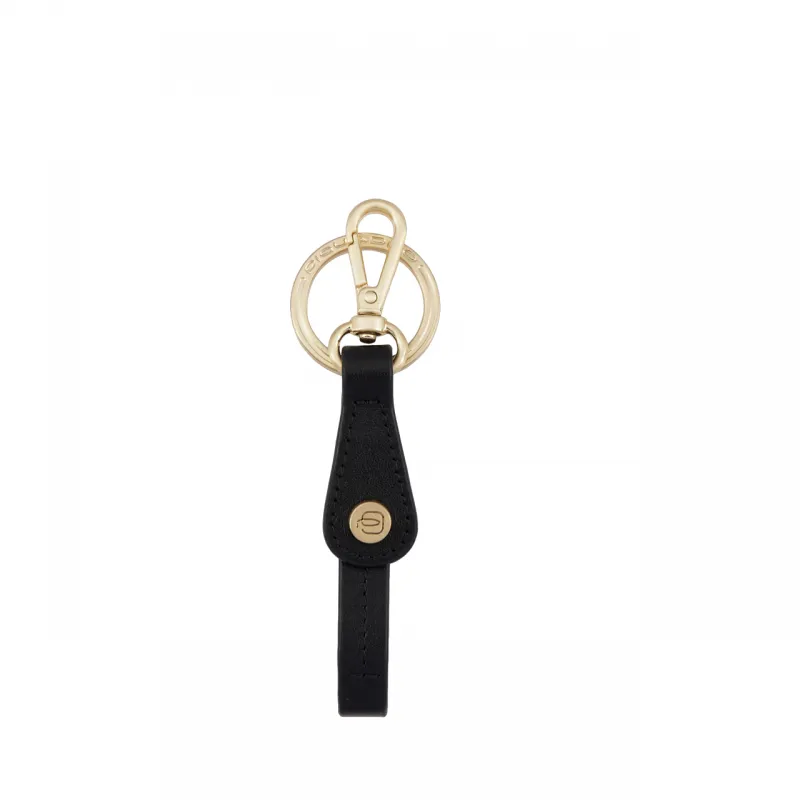 Piquadro Ray women's key chain with snap hook, black