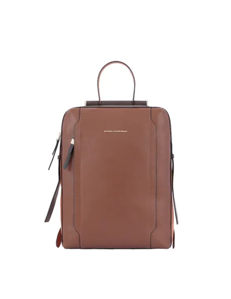 Zaino in pelle Piquadro Circle, marrone-arancio