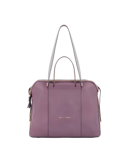Borsa donna due manici in pelle Piquadro Circle, viola-marrone
