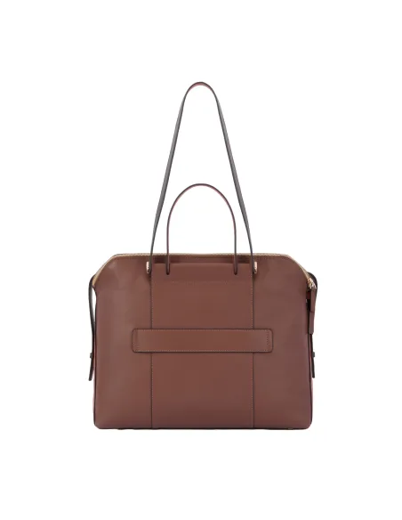 Aktentasche für Damen mit zwei Griffen Circle, Braun-Orange