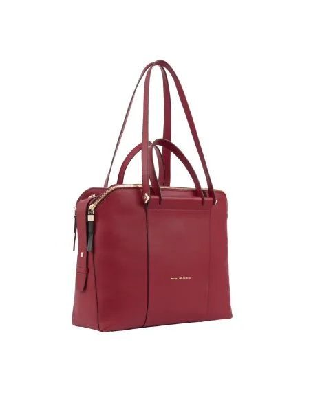 Borsa donna due manici in pelle Piquadro Circle, rosso scuro