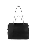 Women's computer and iPad bag with three compartments black