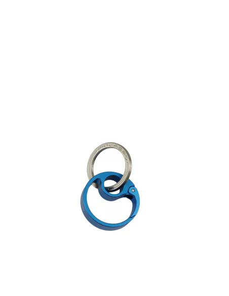 Portachiavi tondo in metallo con moschettone Piquadro, blu