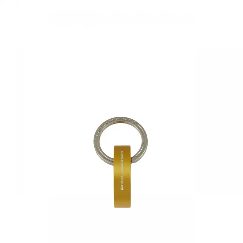 Piquadro round metal key ring with snap hook, yellow