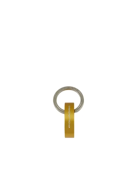 Piquadro round metal key ring with snap hook, yellow