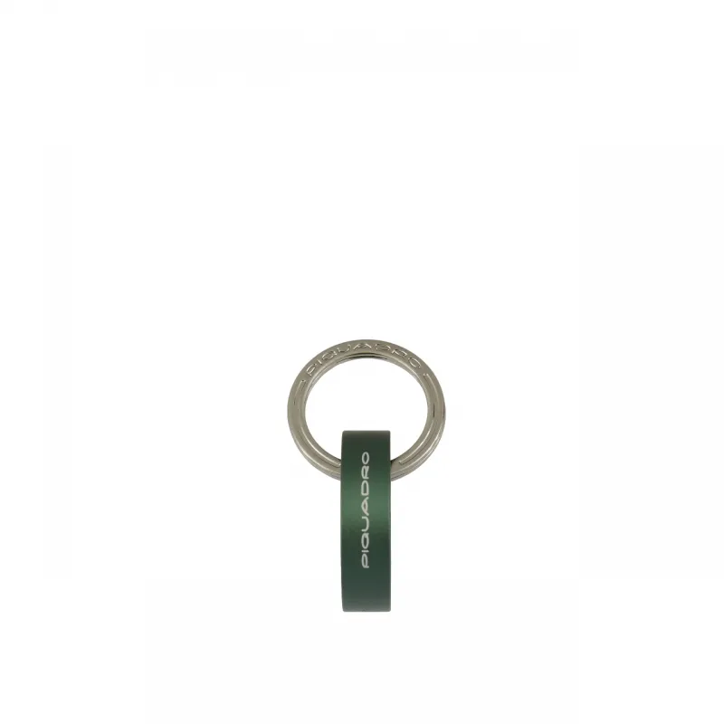 Piquadro round metal key ring with snap hook, green
