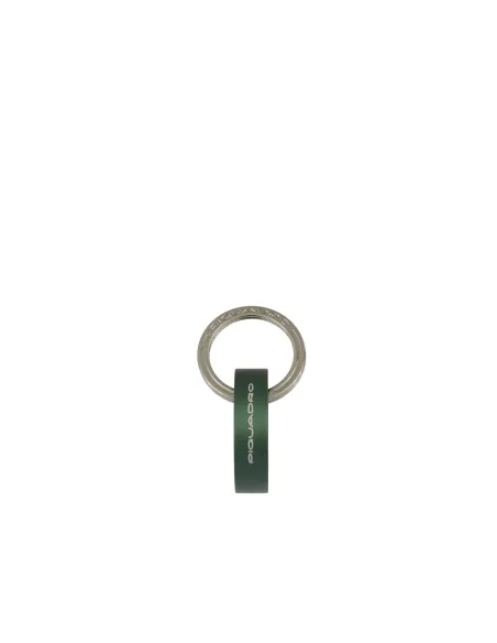 Piquadro round metal key ring with snap hook, green