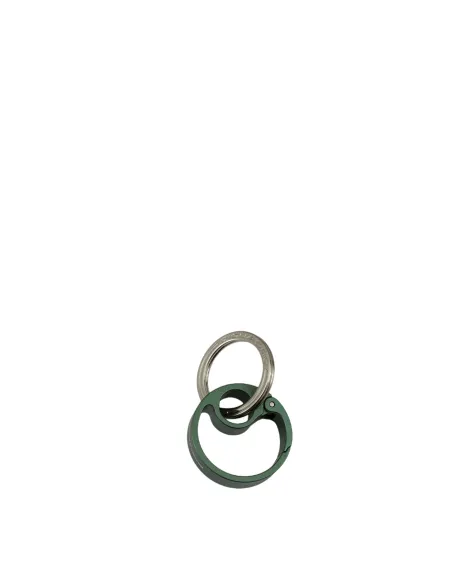 Piquadro round metal key ring with snap hook, green