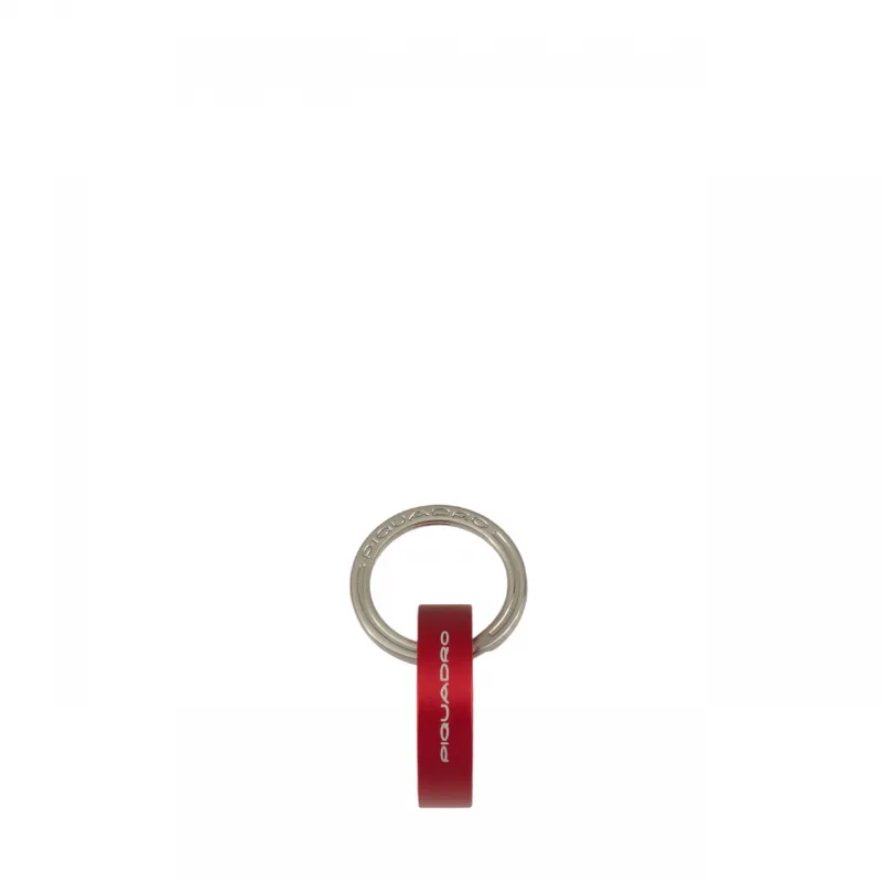 Piquadro round metal key ring with snap hook, red